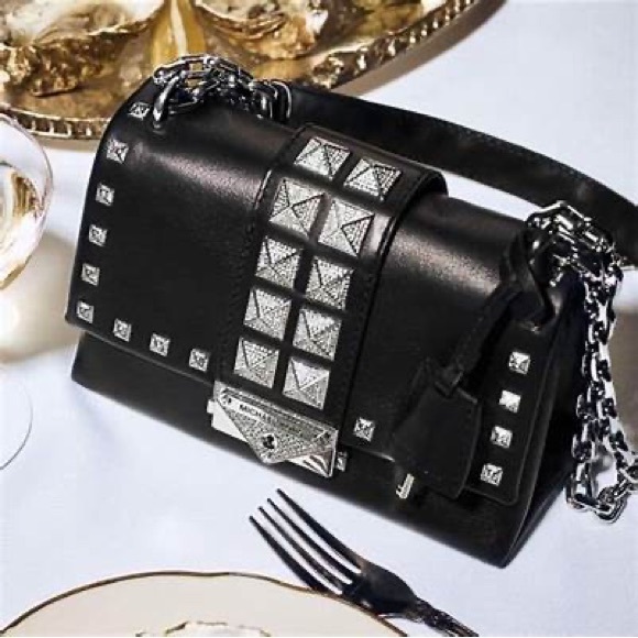 Michael Kors Black Studded Cece Crossbody Shoulder Bag - Picture 1 of 12